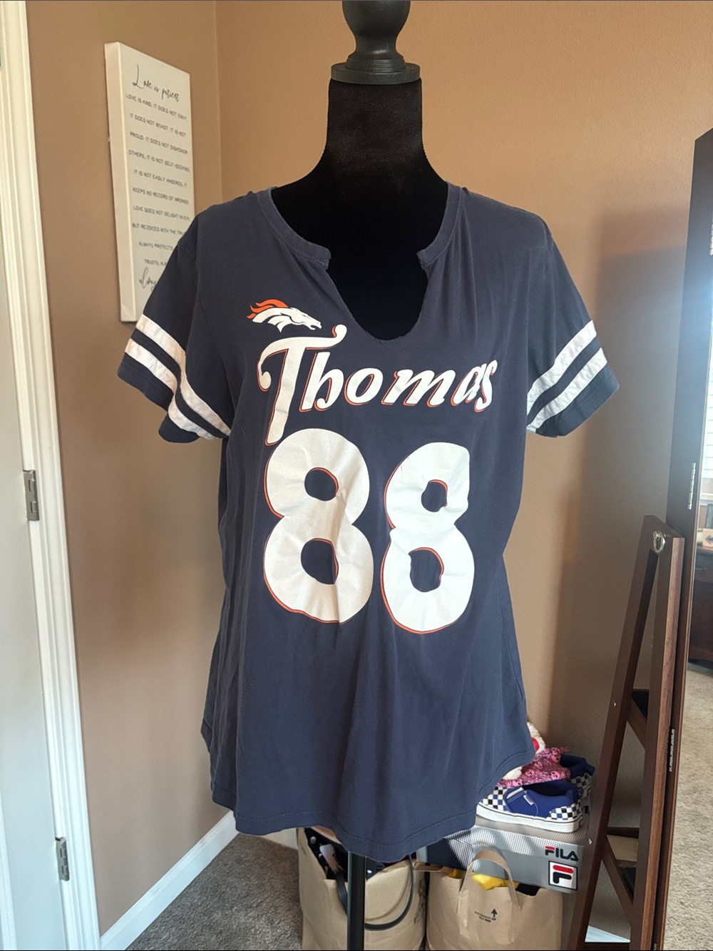 NFL Womens Navy Denver Broncos Thomas 88 V-Notch Jersey